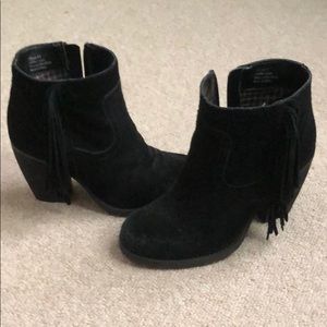 Suede fringe booties